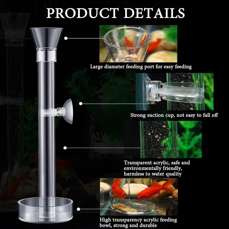 Potchen 12 Pieces Shrimp Feeder Set 4 Acrylic Tubes & 8 Dishes, Clear Crystal Glass Bowl, Fish Tank Feeding Supplies for Shrimp & Betta, 2 Sizes - Image 3